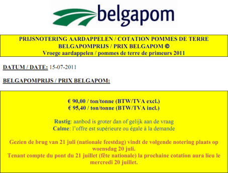 Belgapom notering