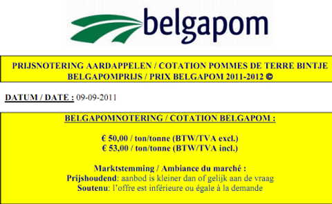 Belgapom notering 9 september 2011 Belgapom notering 9 september 2011