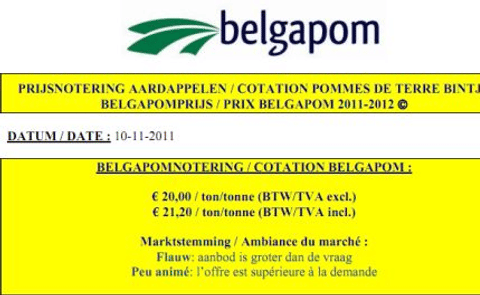 Belgapom notering blijft € 20,00/ton Belgapom notering blijft € 20,00/ton