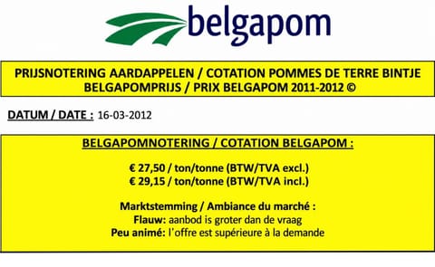 Belgapom notering zakt naar € 27,50 Belgapom notering zakt naar € 27,50