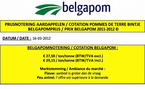 Belgapom notering zakt naar € 27,50 Belgapom notering zakt naar € 27,50