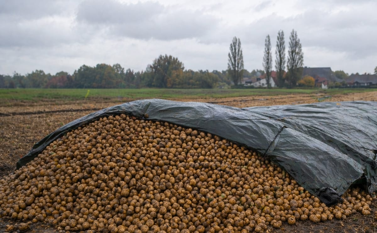 Vlaamse telers slaan overtollige aardappelen op het land op, terwijl de bewaarschuren vol blijven en de prijzen op de Belgische vrije markt naar nul dalen Vlaamse telers slaan overtollige aardappelen op het land op, terwijl de bewaarschuren vol blijven en de prijzen op de Belgische vrije markt naar nul dalen