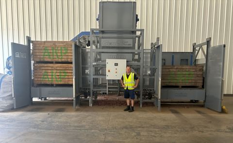 Ben Mordue, the Operations Director at AKP Group with Haith QuantaFill Ben Mordue, the Operations Director at AKP Group with Haith QuantaFill