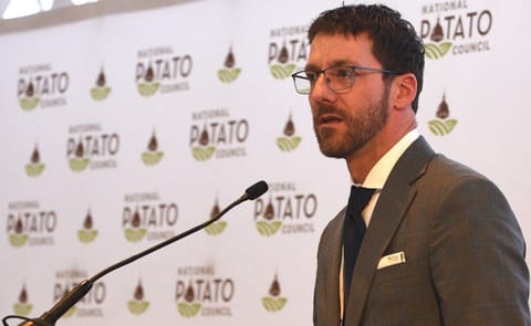 Ben Sklarczyk, 2026 President of the National Potato Council, addresses industry members during the NPC Washington Summit in Washington, D.C., outlining priorities to promote potatoes in nutrition programs and strengthen global trade. Ben Sklarczyk, 2026 President of the National Potato Council, addresses industry members during the NPC Washington Summit in Washington, D.C., outlining priorities to promote potatoes in nutrition programs and strengthen global trade.
