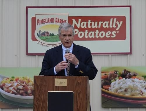Naturally Potatoes CEO William Haggett addresses the crowd at the ground-breaking ceremony in Mars Hill