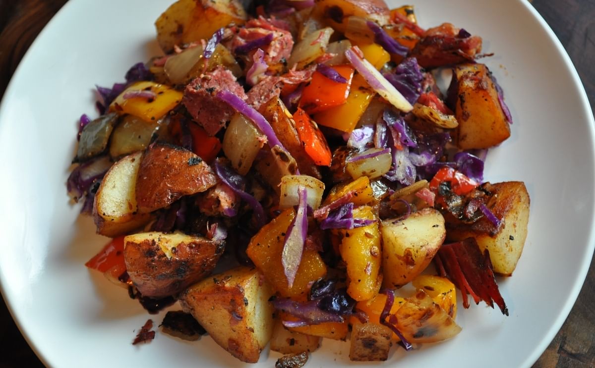 A Black Gold Farms recipe with red potatoes: Corned Beef Red Potato Hash (See Recipe)