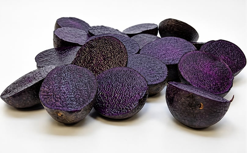 Blackberry, one of the new potato varieties developed by Michigan State University, features purple skin and flesh with strong resistance to potato virus Y Blackberry, one of the new potato varieties developed by Michigan State University, features purple skin and flesh with strong resistance to potato virus Y
