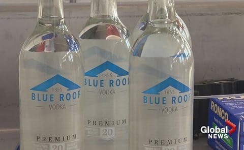 Blue Roof Vodka is unique because they don’t use (dehydrated) potato flakes, instead choosing to cook the potatoes whole and they don’t add malted barley so the vodka can be called gluten-free at the end process (Courtesy: Global News) Blue Roof Vodka is unique because they don’t use (dehydrated) potato flakes, instead choosing to cook the potatoes whole and they don’t add malted barley so the vodka can be called gluten-free at the end process (Courtesy: Global News)