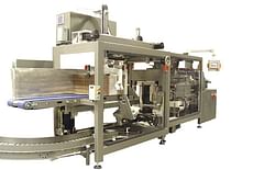 Vertical Case Packing with Integrated Case Erecting for Bags of Frozen Potatoes and Other Foods.
