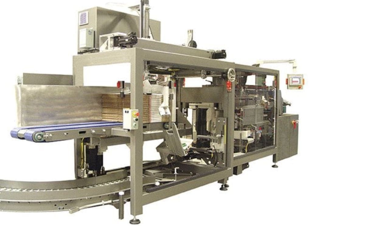 Vertical Case Packing with Integrated Case Erecting for Bags of Frozen Potatoes and Other Foods.