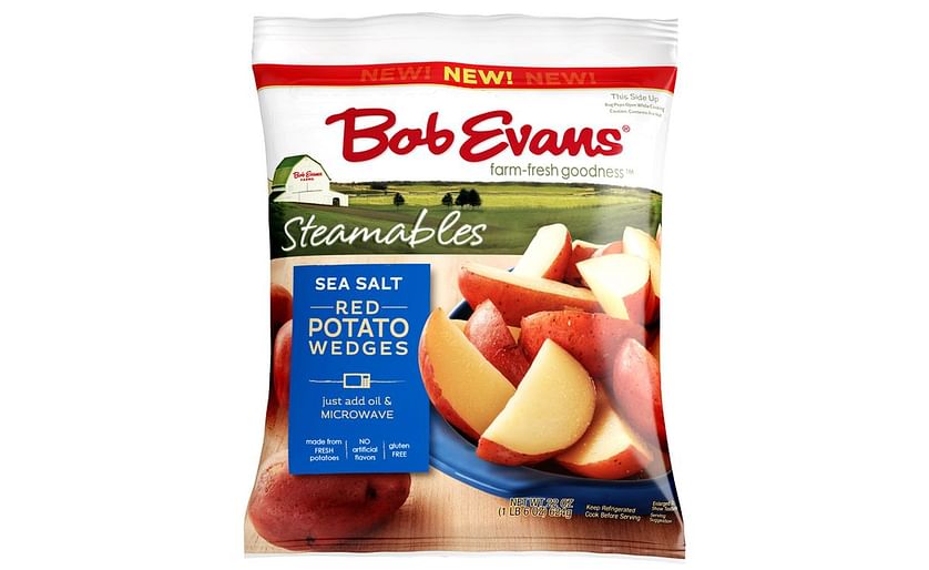 Bob Evans Farms launched a new 'Steamables' line with three varieties of fresh, never frozen, pre-cooked potato wedges: Sea Salt Red Potato Wedges (shown), Steak House Red Potato Wedges, and Garlic Red Potato Wedges.