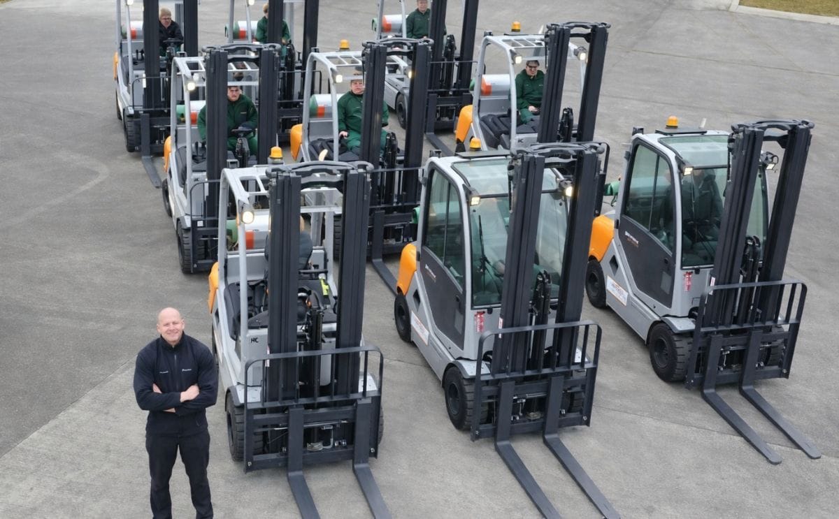 Branston's green forklift trucks Branston's green forklift trucks