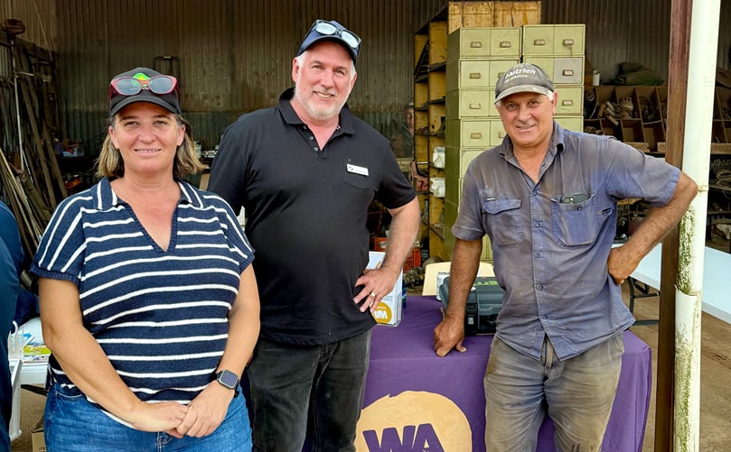 Bronwyn Fox Chair of PGAWA, Simon Moltoni CEO of PGA WA, Danny Omodei potato Farmer