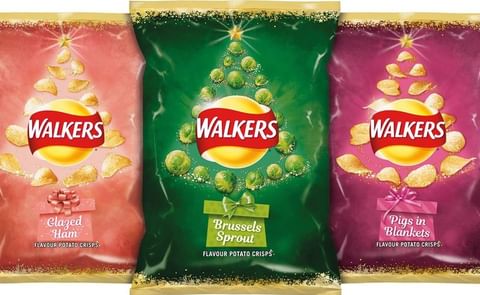 Walkers potato chips will AGAIN be available in the flavours 'Brussels sprouts', 'Glazed ham' and 'Pigs in Blankets' for this Christmas.. Walkers potato chips will AGAIN be available in the flavours 'Brussels sprouts', 'Glazed ham' and 'Pigs in Blankets' for this Christmas..