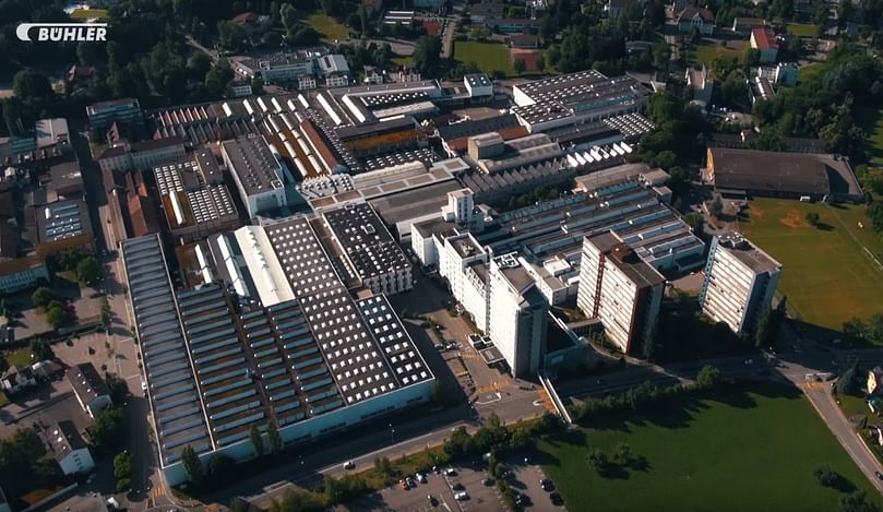 Aerial view of the Bühler AG facilities in Utzwil, Switzerland