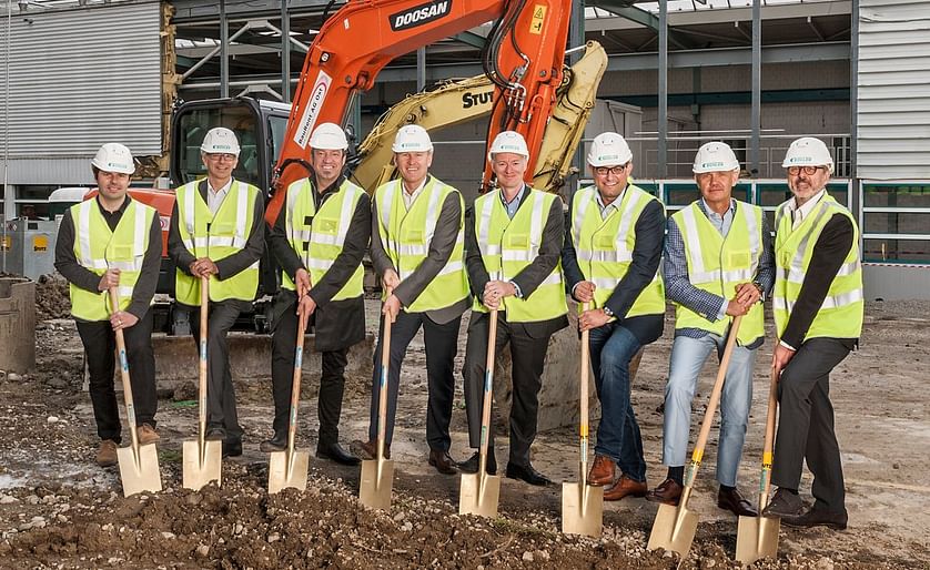 Bühler celebrated the ground breaking for its Innovation Campus in Uzwil, Switzerland. From left to right: Elvis Pidic (Bühler Architect), Johannes Wick (CEO Grains & Food), Carlos Martinez (Architect), Stefan Scheiber (Group CEO), Ian Roberts (CTO), Sa