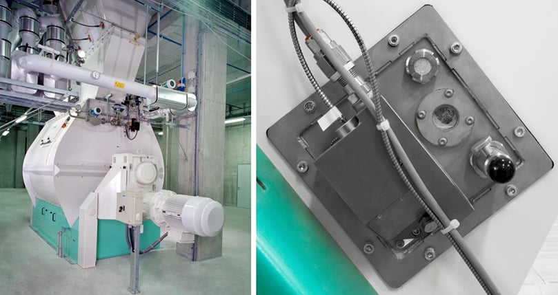 Going forward, Bühler intends to equip all solutions with the latest IoT technology. Shown left is a Bühler batch mixer, with at the right a Bühler Multi Online NIR Sensor for the Bühler batch mixer. Going forward, Bühler intends to equip all solutions with the latest IoT technology. Shown left is a Bühler batch mixer, with at the right a Bühler Multi Online NIR Sensor for the Bühler batch mixer.
