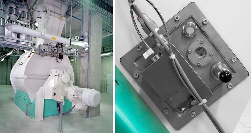 Going forward, Bühler intends to equip all solutions with the latest IoT technology. Shown left is a Bühler batch mixer, with at the right a Bühler Multi Online NIR Sensor for the Bühler batch mixer. Going forward, Bühler intends to equip all solutions with the latest IoT technology. Shown left is a Bühler batch mixer, with at the right a Bühler Multi Online NIR Sensor for the Bühler batch mixer.