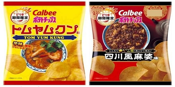 Japan: Calbee offers two spicy new potato chip flavors: Thai Tom Yum Kung and Sichuan-style tofu