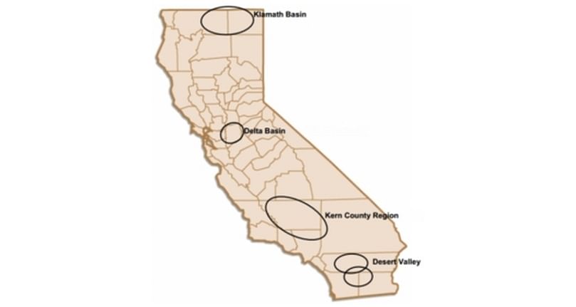 California potato growing locations