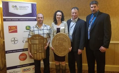Robert Anderson (far left) and Jill Ebbett of East Glassville, N.B. have been named Atlantic’s Outstanding Young Farmers. Robert Anderson (far left) and Jill Ebbett of East Glassville, N.B. have been named Atlantic’s Outstanding Young Farmers.