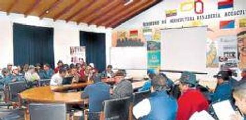  Productores de papa se reunieron en las oficinas del Magap en Chimborazo (Ecuador). Foto: ELIZABET MAGGI para El Telégrafo