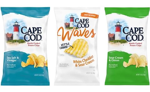 Cape Cod chip flavors featured include Sea Salt & Vinegar, White Cheddar & Sour Cream, and Sour Cream & Onion. Cape Cod chip flavors featured include Sea Salt & Vinegar, White Cheddar & Sour Cream, and Sour Cream & Onion.