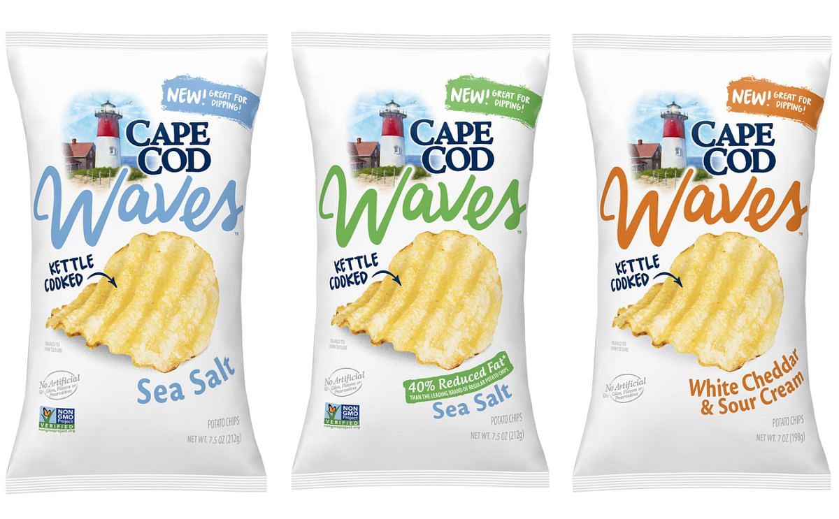 Cape Cod Waves™ are thick-sliced, wavy-cut potato chips, available in three flavors – Sea Salt, Reduced Fat Sea Salt and White Cheddar & Sour Cream