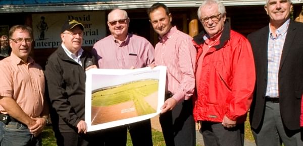 (L to R): Karl Smallman, Triple S Farms; Robert Irving, President of Cavendish Farms; Blaine MacPherson, Cavendish Farms; Premier Robert Ghiz; Leaman Murphy, Chair of Trout Unlimited Prince County Chapter; and John Jamieson, Federation of Agriculture.