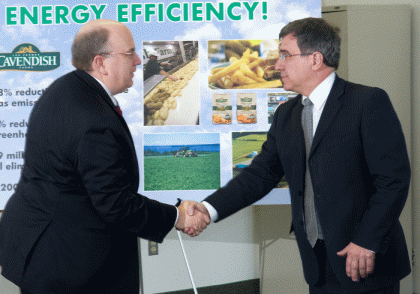 PEI Government is investing in a green initiative by Cavendish Farms to use more natural gas to operate its plants, significantly reducing green house gas emissions on PEI.From left, Robert Irving, President of Cavendish Farms and Environment, Energy and Forestry Minister Richard Brown.(Photo: Brian Simpson) PEI Government is investing in a green initiative by Cavendish Farms to use more natural gas to operate its plants, significantly reducing green house gas emissions on PEI.From left, Robert Irving, President of Cavendish Farms and Environment, Energy and Forestry Minister Richard Brown.(Photo: Brian Simpson)