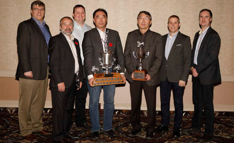 L-R: Jeremy Carter, Manager, Field Department, Mark MacPhail, Director Agriculture, Integrated Supply NA, Andrew Jay, Coaldale Plant Manager, Stuart Kanagawa, Stan Kanagawa, Shai Altman, President, McCain Foods Canada, Bryan McCourt, VP Marketing. L-R: Jeremy Carter, Manager, Field Department, Mark MacPhail, Director Agriculture, Integrated Supply NA, Andrew Jay, Coaldale Plant Manager, Stuart Kanagawa, Stan Kanagawa, Shai Altman, President, McCain Foods Canada, Bryan McCourt, VP Marketing.