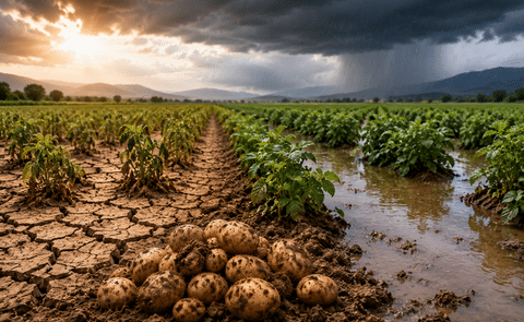 Changing weather patterns linked to El Niño could impact potato yields, quality, storage, and supply chains across key production regions. Changing weather patterns linked to El Niño could impact potato yields, quality, storage, and supply chains across key production regions.