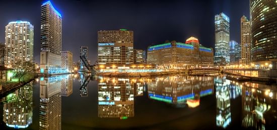 Conagra Foods future headquarters in Chicago at nighttime (Courtesy: Mike Boehmer)