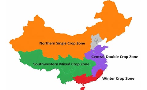Map of China's Four Potato Growing Zones Map of China's Four Potato Growing Zones
