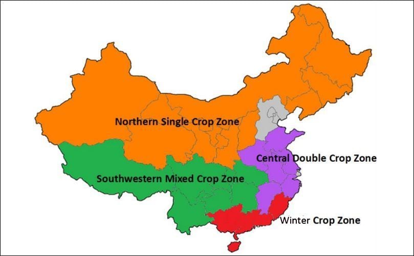 Map of China's Four Potato Growing Zones Map of China's Four Potato Growing Zones
