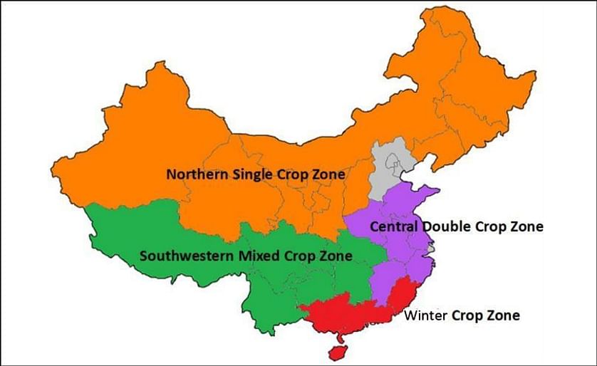 Map of China's Four Potato Growing Zones