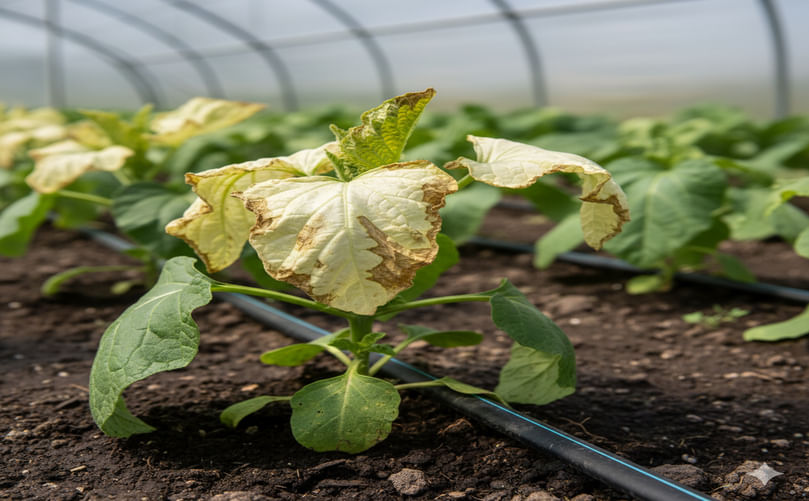 Bronzing and Wilting in Chlorine-Deficient Potato Foliage