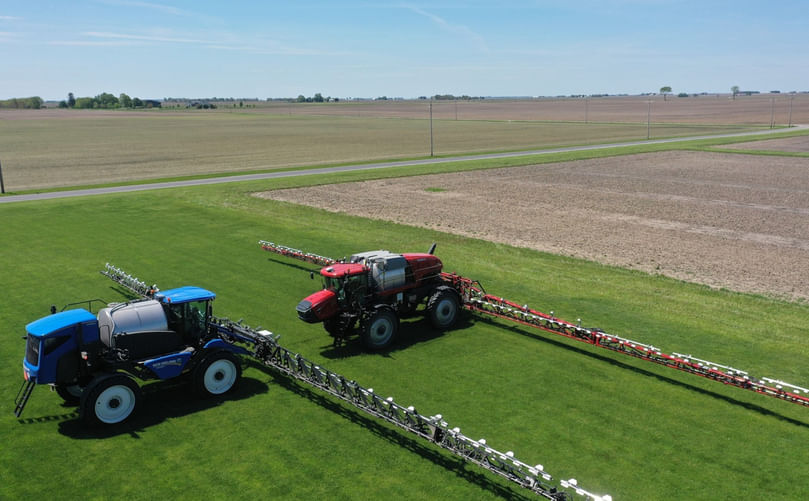 Advanced Wide-Span Boom Sprayer in Full Operation