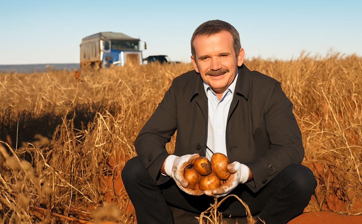 Chris Hadfield digging potatoes on Prince Edward Island Chris Hadfield digging potatoes on Prince Edward Island