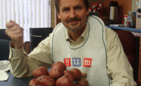 Chris Voigt, executive director of the Washington State Potato Commission ate nothing but potatoes for 60 days. Chris Voigt, executive director of the Washington State Potato Commission ate nothing but potatoes for 60 days.