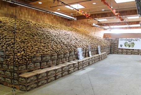 The World Record Setting potato display at Chuck's Produce and Street market in Vancouver, Washington, containing 133.000 pounds of potatoes The World Record Setting potato display at Chuck's Produce and Street market in Vancouver, Washington, containing 133.000 pounds of potatoes