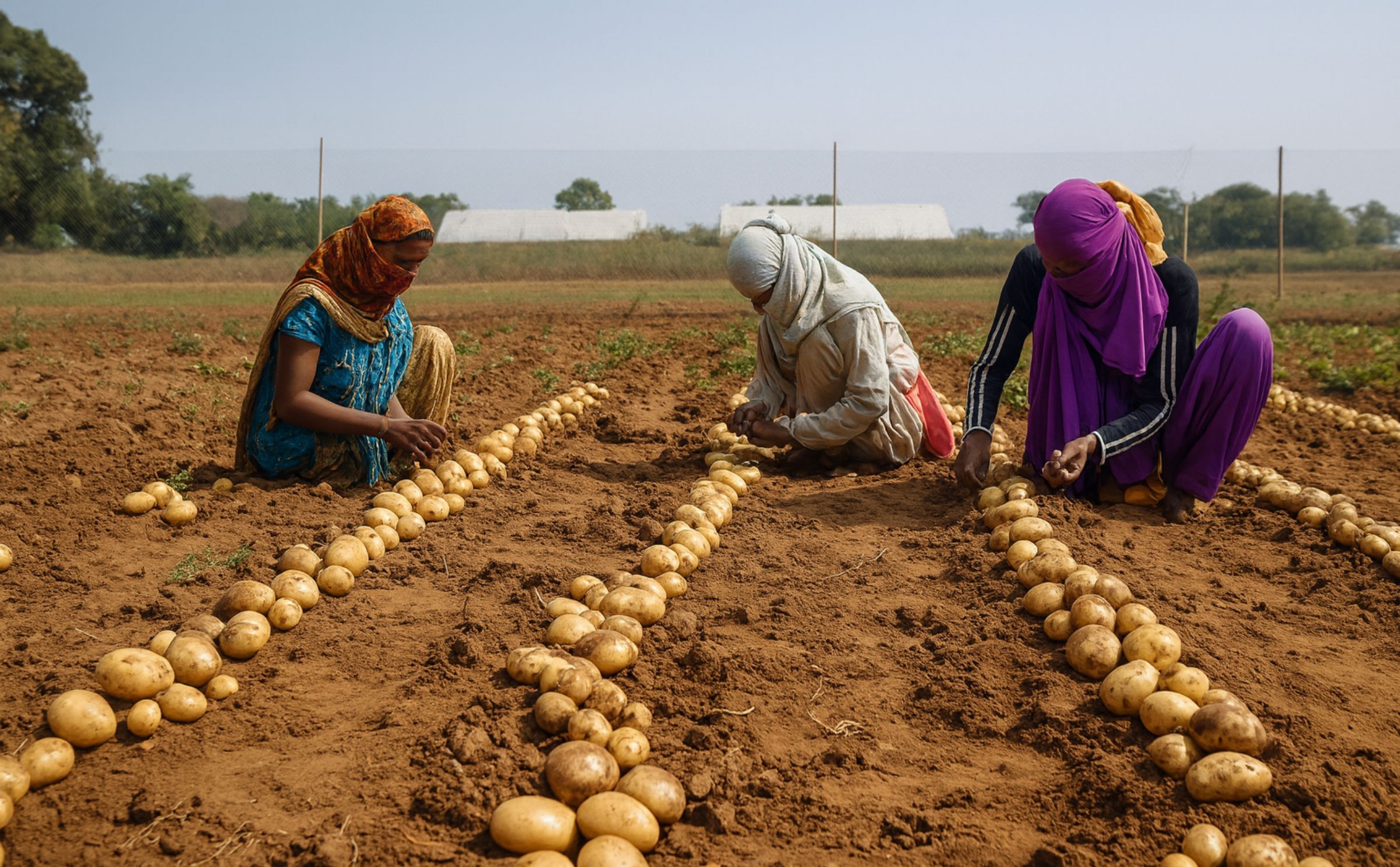 Kufri Lima, a new early potato variety with superior heat tolerance, is introduced in India by CPRI and CIP. In this picture, farmers harvest Kufri Lima during multi-location trials of the new CIP clone.(Courtesy: Central Potato Research Institute)