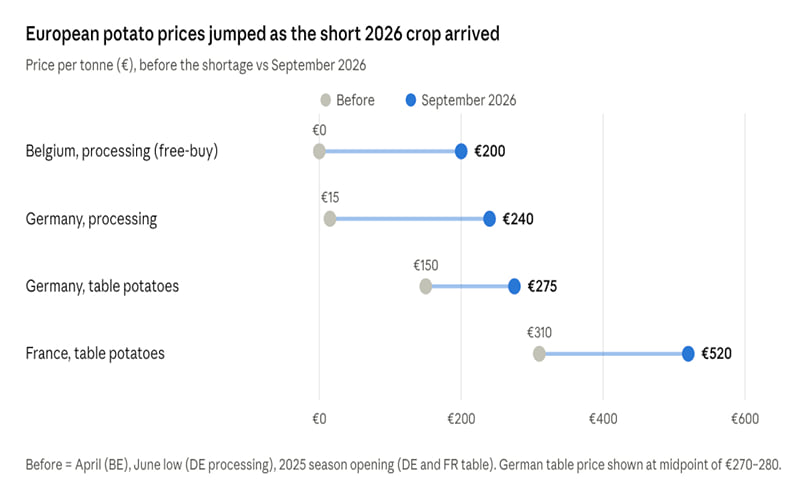 Measured 2026 price moves in Europe followed a smaller planted area and summer drought, not El Niño.
