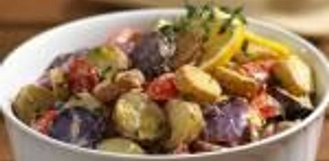 Colorful potato salad with fingerling potatoes