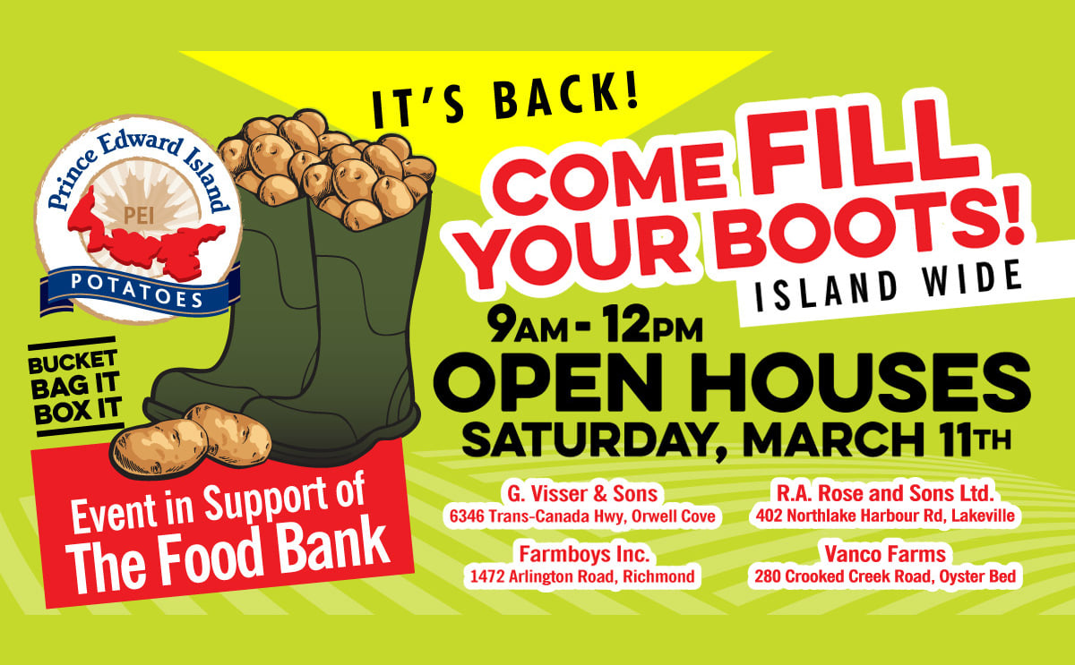 Island Farms Once Again Offer to "Fill Your Boots" with Free PEI Potatoes Island Farms Once Again Offer to "Fill Your Boots" with Free PEI Potatoes