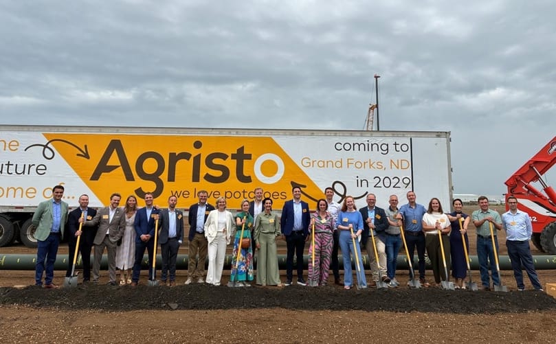 Agristo team members, government officials, growers, contractors, and community partners gather to celebrate the groundbreaking of the future Grand Forks potato processing facility, expected to begin production in 2029. Agristo team members, government officials, growers, contractors, and community partners gather to celebrate the groundbreaking of the future Grand Forks potato processing facility, expected to begin production in 2029.