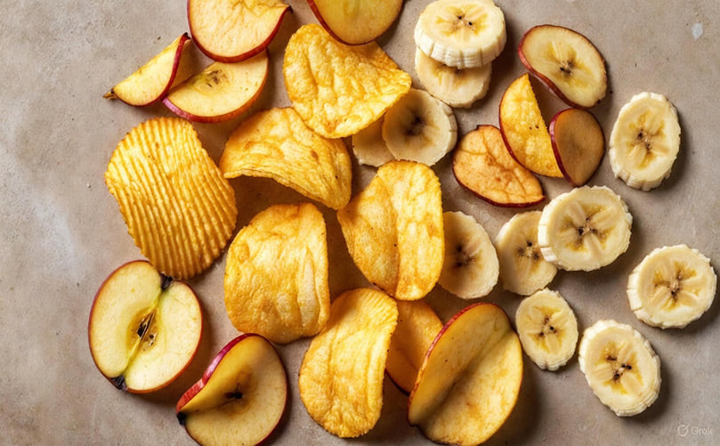 Apple Chips vs. Banana Chips and Potato Chips Apple Chips vs. Banana Chips and Potato Chips