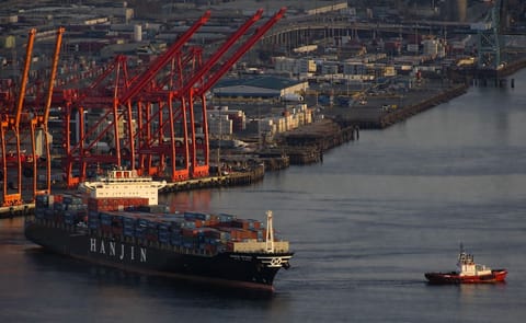A container ship in the Port of Seattle A container ship in the Port of Seattle