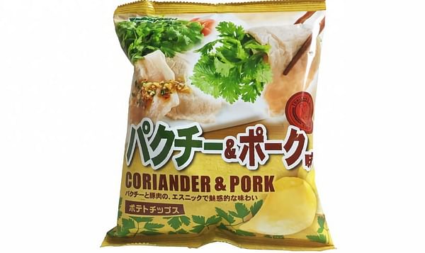 Coriander-and-pork-flavored potato chips available in Japan
