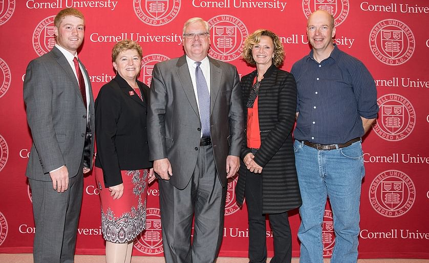 From left to right: Michael Murphy ’17; Kathryn Boor, the Ronald P. Lynch Dean of the College of Agriculture and Life Sciences; State Sen. Thomas O’Mara, R, C-Big Flats; Melanie Wickham, executive director of Empire State Potato Growers and Walter DeJ